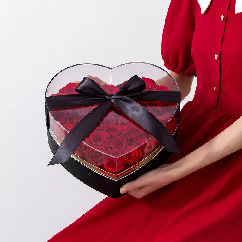 Valentine's Day transparent flowers packing box in red, black, pink, or white
