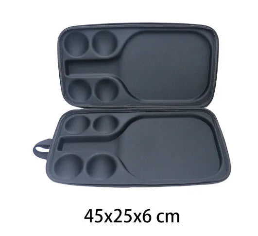 Black EVA pickleball racket storage case with double shoulder straps, dimensions 45x25x8cm