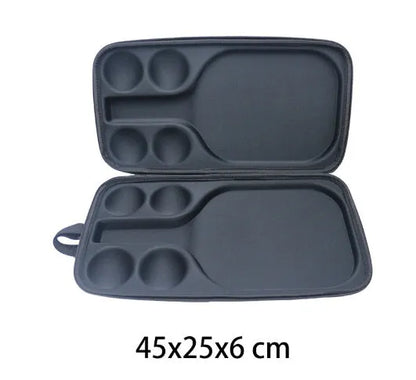 Black EVA pickleball racket storage case with double shoulder straps, dimensions 45x25x8cm