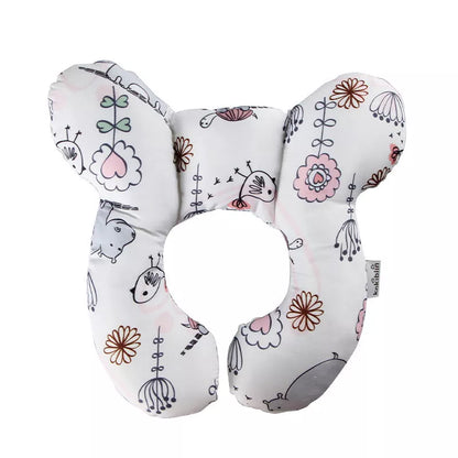Baby U-shape pillow with cartoon pattern for neck support during travel