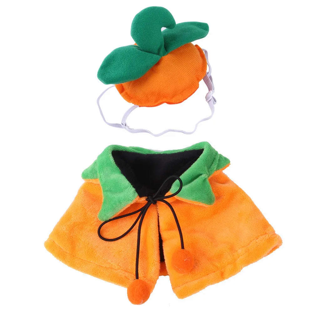 Reversible Halloween pumpkin cloak for dogs and cats in plush fabric