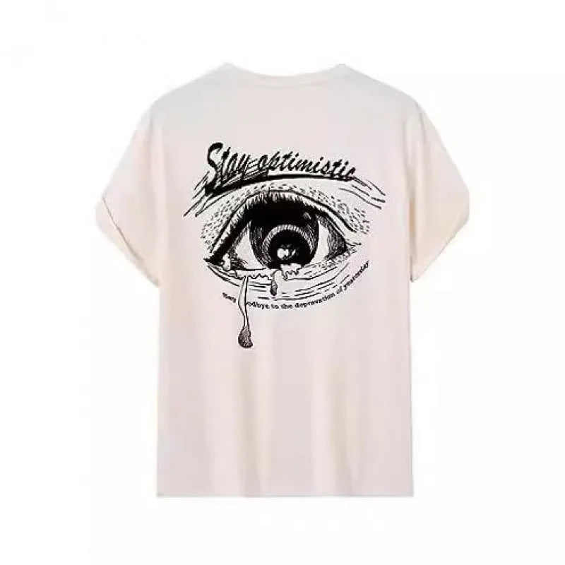 Men's short-sleeved street sports t-shirt with a digital print pattern, available in multiple sizes.