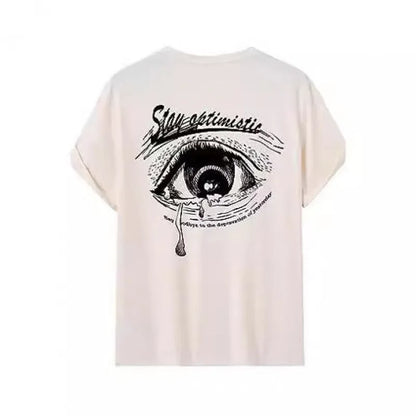 Men's short-sleeved street sports t-shirt with a digital print pattern, available in multiple sizes.