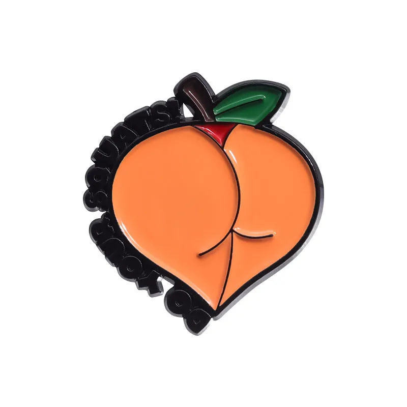 Zinc alloy cartoon fruit brooch in various colours, approximately 2-3 cm, for decorative use on jackets and bags