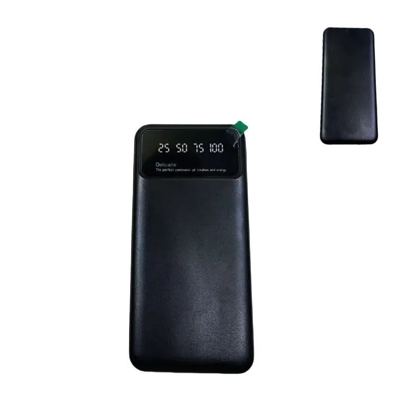 Black ultra-thin 10000 mAh power bank showing compact portable design