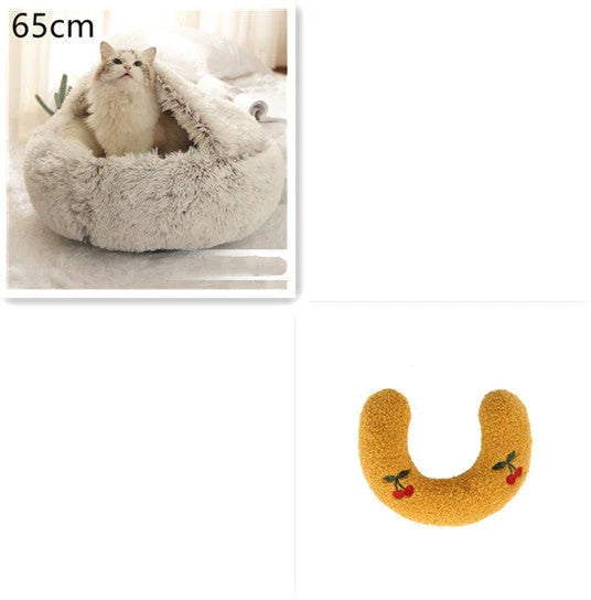 Cozy pet bed with plush and warm fabric for cats and dogs