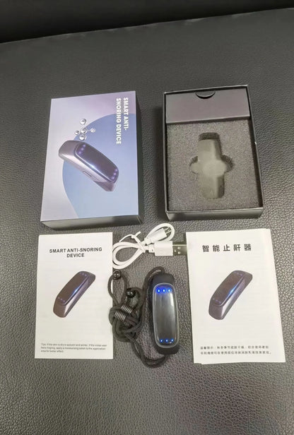 Smart Anti Snoring Device with EMS Pulse Technology in black