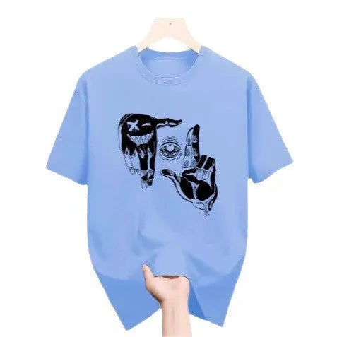 Men's cartoon print t-shirt in polyester bird eye cloth with short sleeves