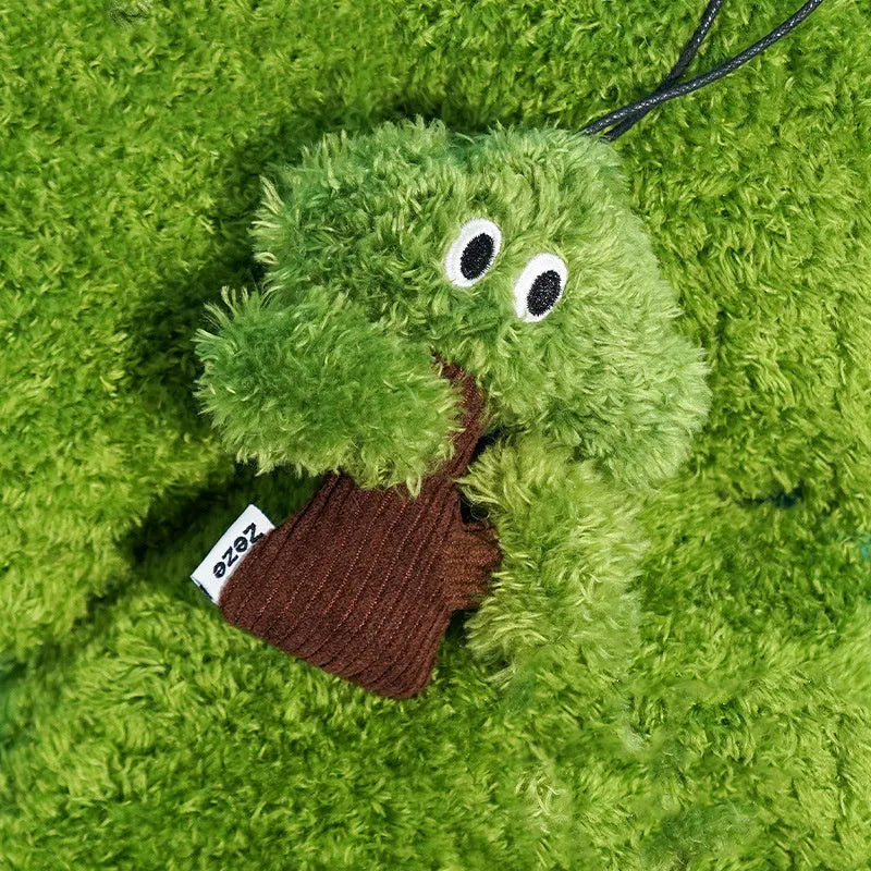 Pine tree-shaped fabric cat toy bag pendant with a hanging loop.