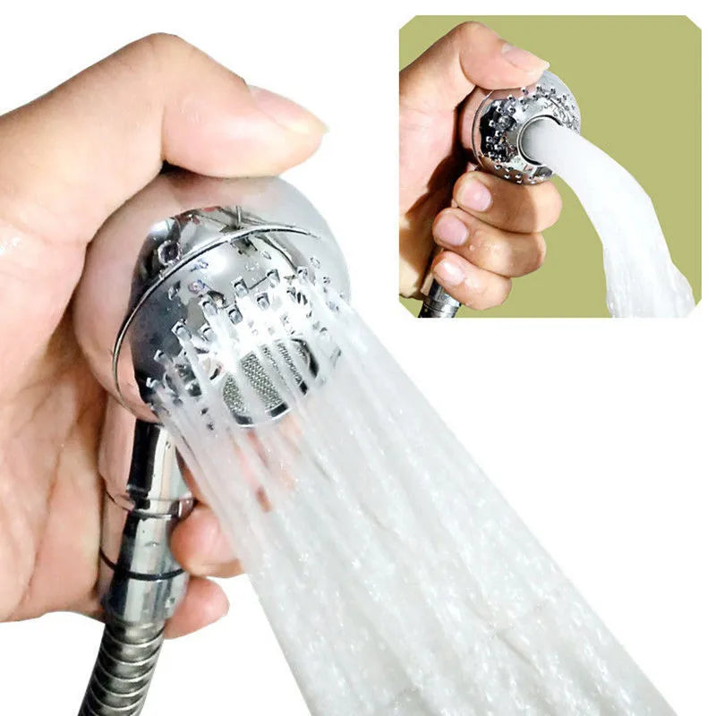 Small silver handheld shower head for gentle washing of pets and babies.