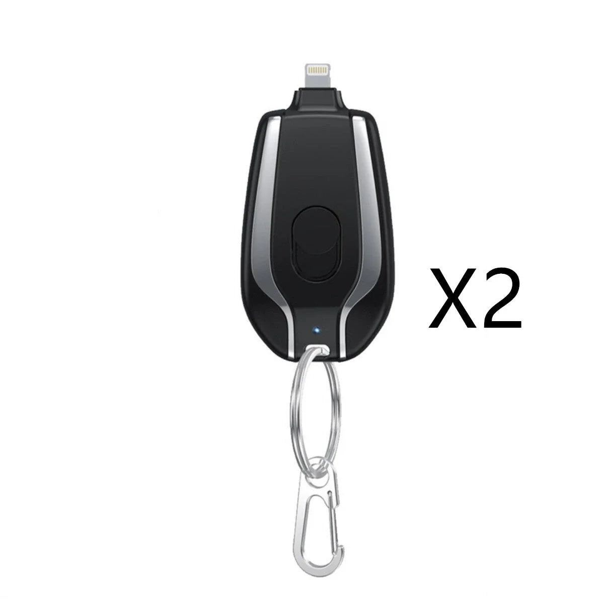 Compact 1500mAh Mini Portable Power Bank with Waterproof Rubber Exterior, Carabiner Clip, and Fast Type-C Charging
