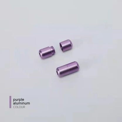 6mm metal capsule shoelace buckle pair in 15 colours including black, white, pink, red, gold, and copper finishes