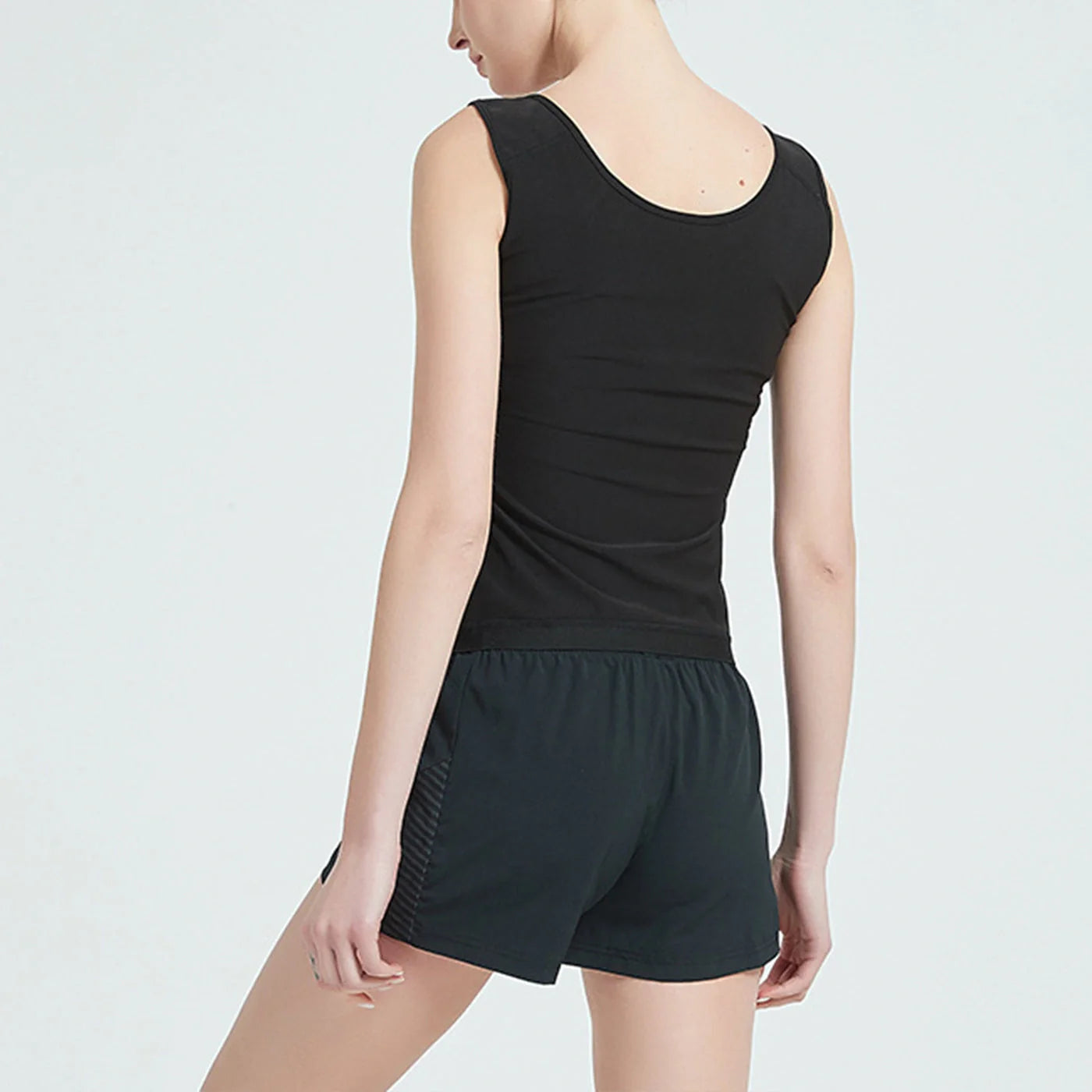 Women's black zip vest shapewear storm sweatshirt with adjustable design for comfort and style.