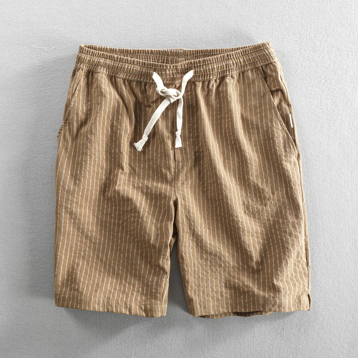 Men's striped casual shorts in cotton with micro elasticity, available in multiple colours and sizes up to 6XL