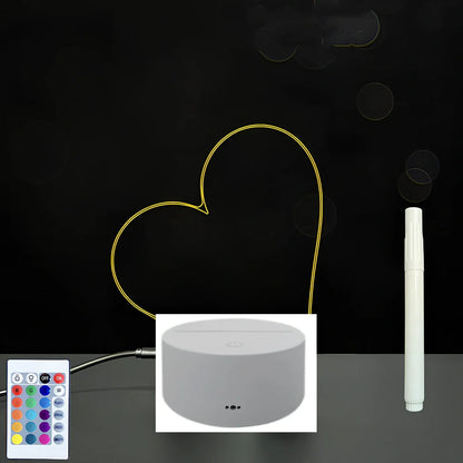 3D acrylic LED message board with touch controls showing illuminated writing on 3.5mm thick surface