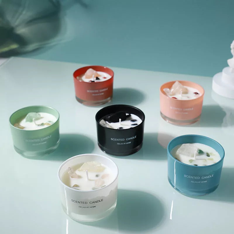 Handmade soy wax aromatherapy candle in gray blue, 7.4 × 4.9cm