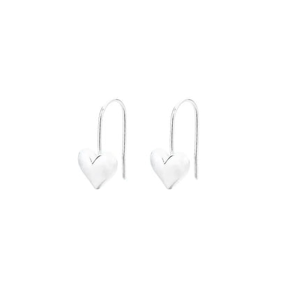 Heart-shaped copper earrings with glossy finish and ear hooks, Korean style design with love elements