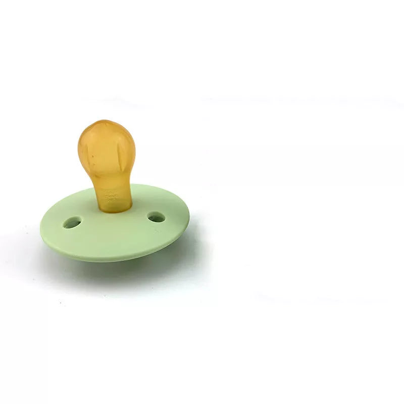 Natural latex pacifier for newborns with breast simulation design in dark gray