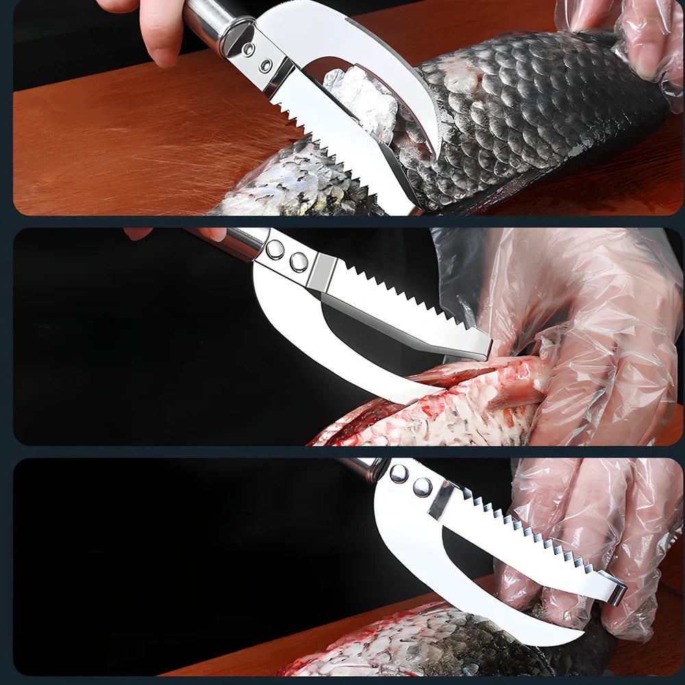 Stainless steel 3-in-1 fish scale planer tool, 22.8x4 cm with knife and opener for scaling and gutting