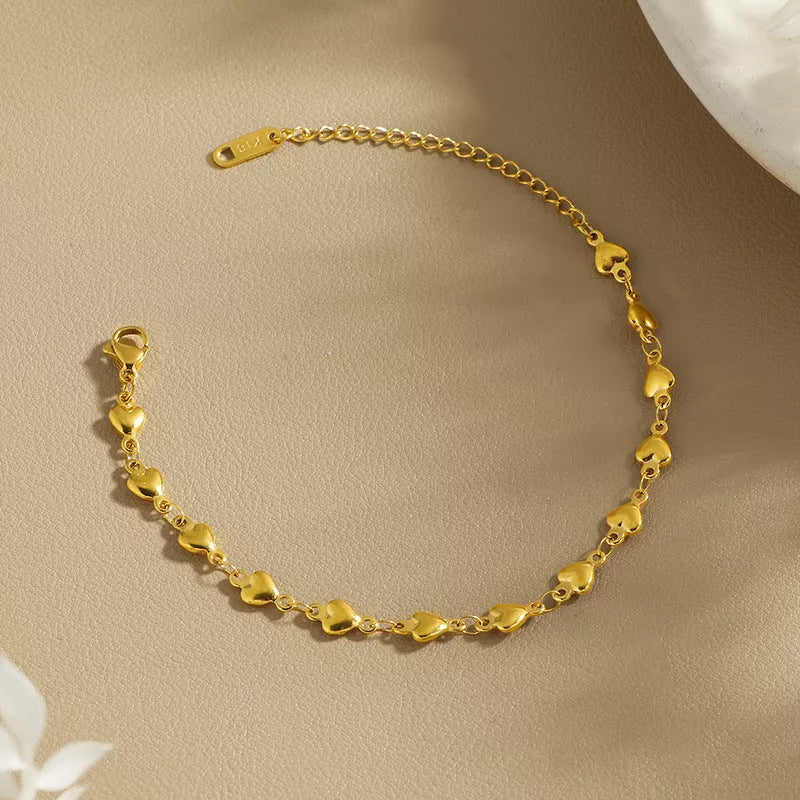 Gold Chain Heart Bracelet in Stainless Steel with elegant heart design