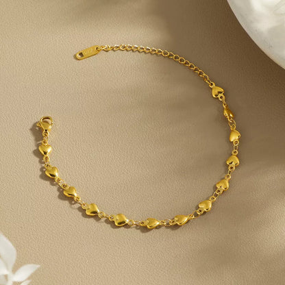 Gold Chain Heart Bracelet in Stainless Steel with elegant heart design