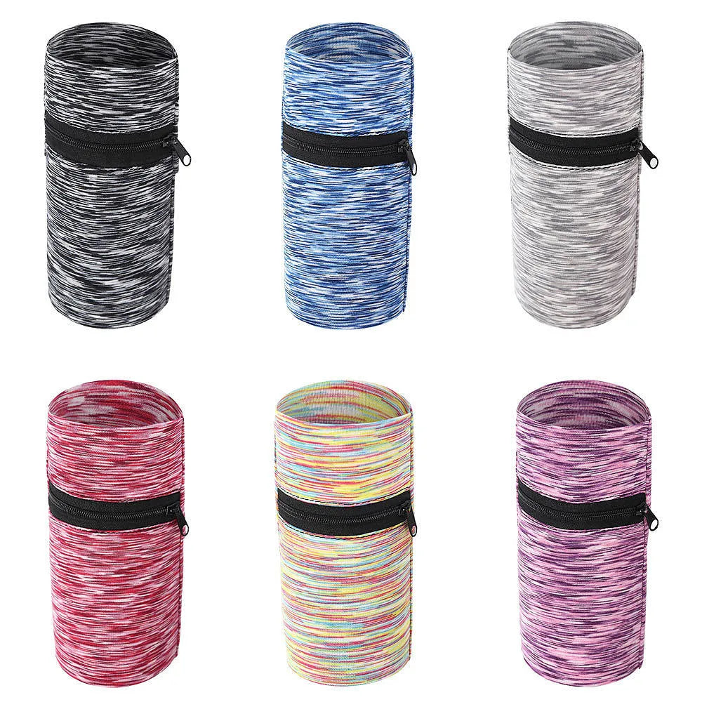 Sports arm bag with adjustable strap showing multiple colour options including striped patterns