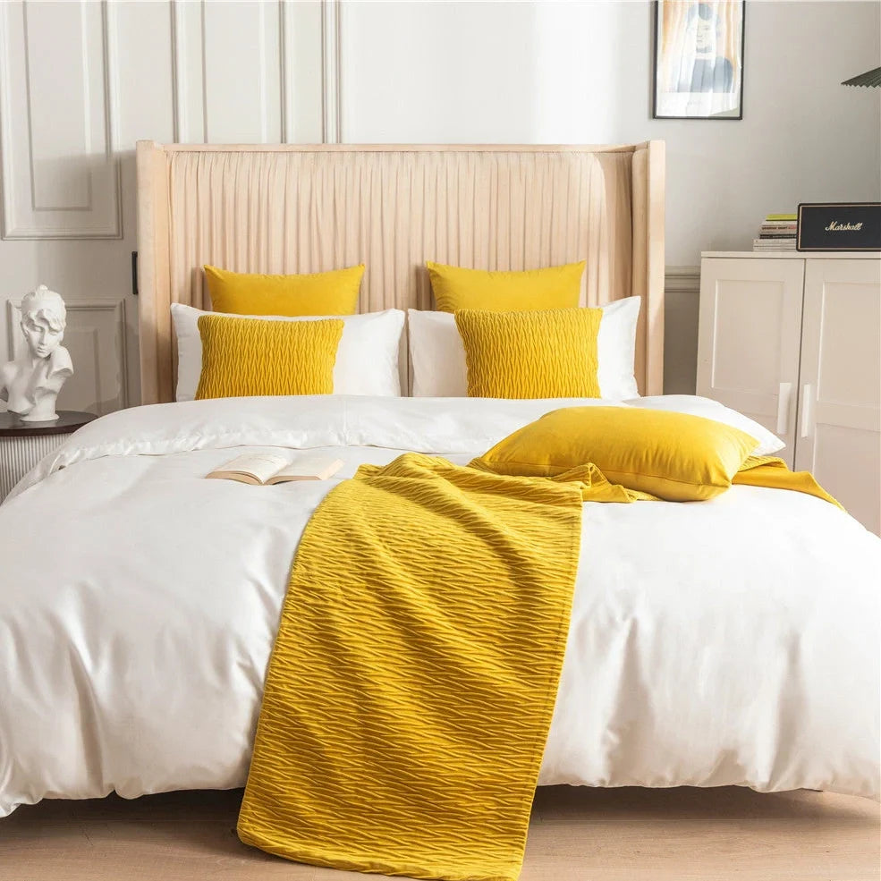 Pure cotton bed flag in various colours showing 45cm width coverage on UK standard bed