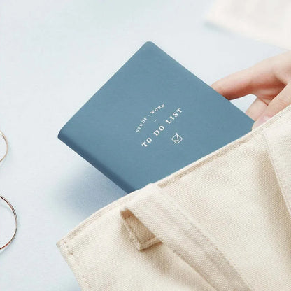Simple style portable todolist notebook in blue, green, pink, or yellow with PU cover and 96 pages.