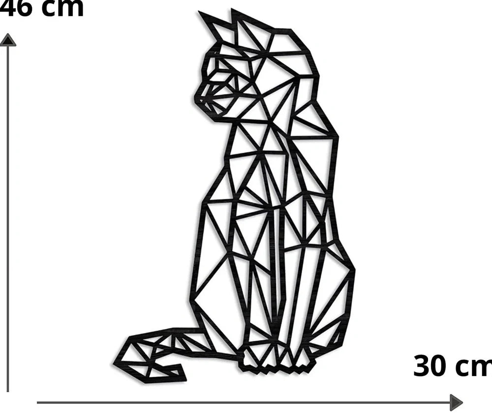 Black laser-engraved galvanized iron cat wall art pendant, 46x30x1.5cm dimensions for home decor