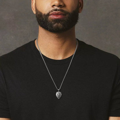 Stainless steel compass pendant and cross necklace with 53cm chain