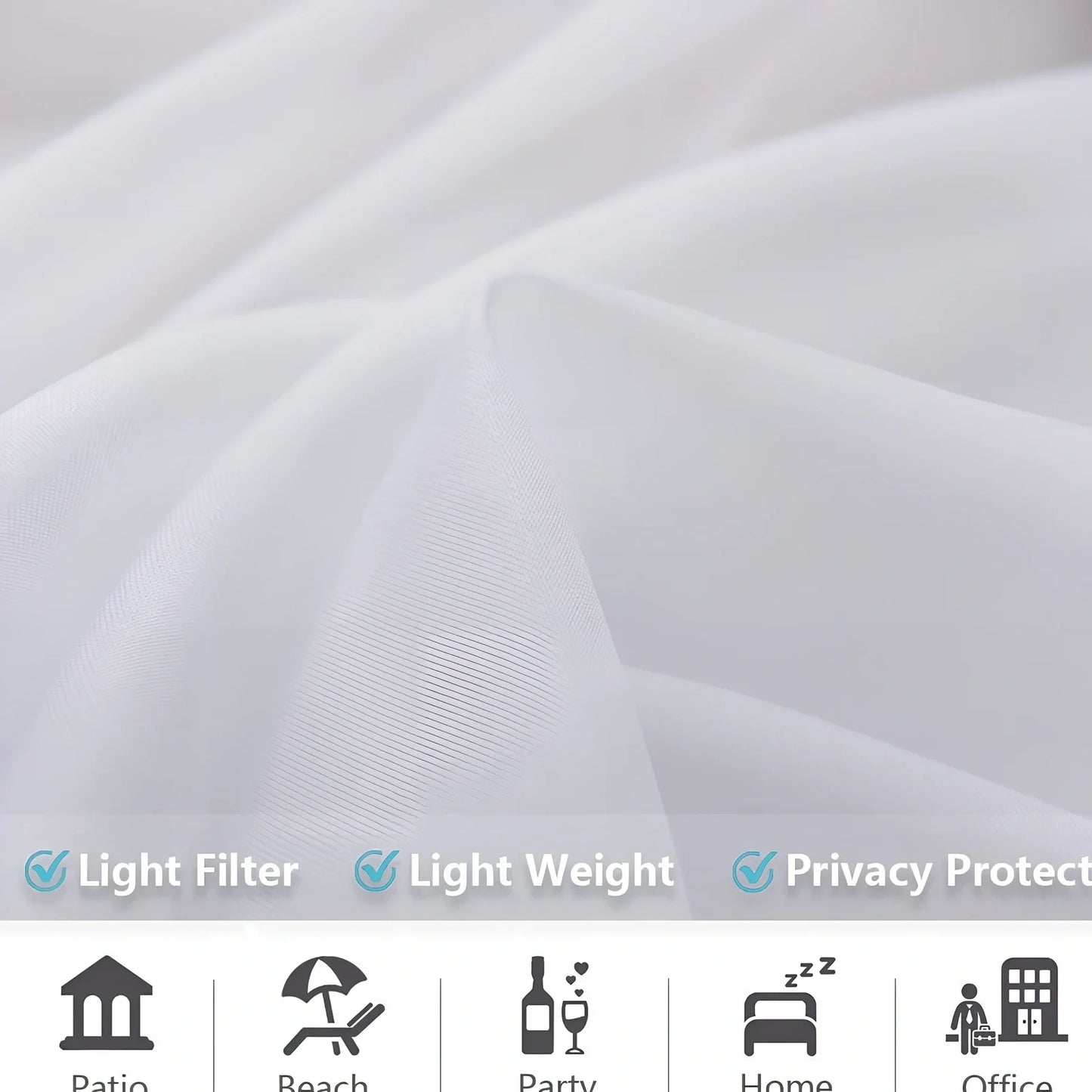 White opaque waterproof outdoor curtain measuring 132cm × 213cm for balcony privacy and sun protection