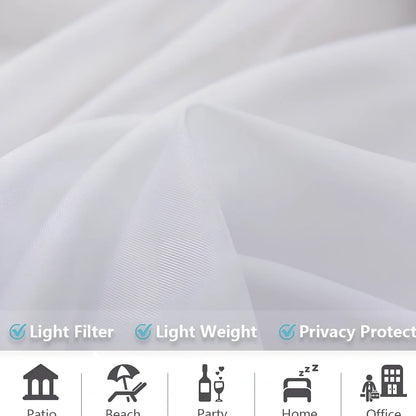 White opaque waterproof outdoor curtain measuring 132cm × 213cm for balcony privacy and sun protection