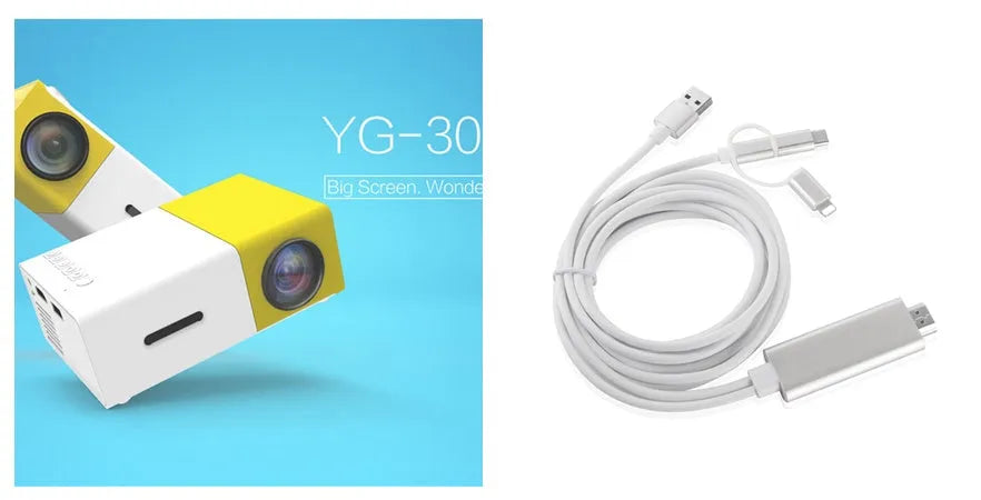 Compact black HD 1080P mini digital projector showing front projection design