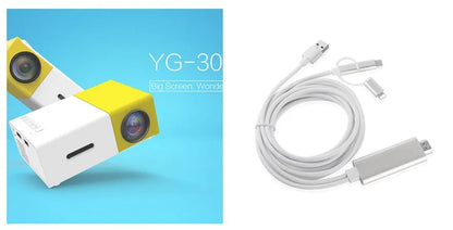 Compact black HD 1080P mini digital projector showing front projection design