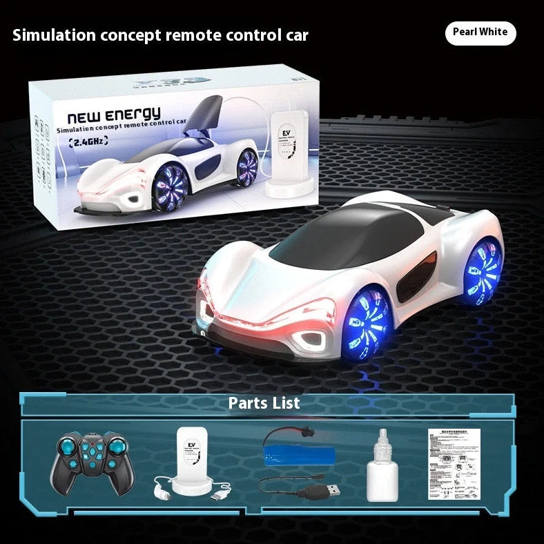 White and blue remote control car with gesture control and drift features for children