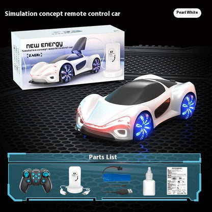 White and blue remote control car with gesture control and drift features for children