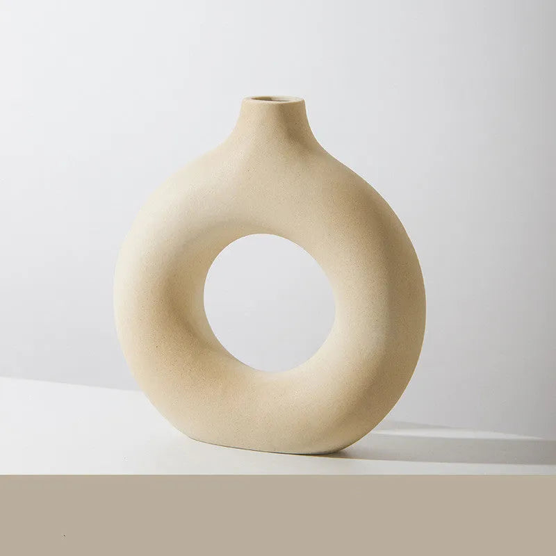 Porcelain biscuit vase with frosted finish in neutral colour option for flower arranging