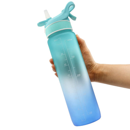 Innovative sports water bottle with one-touch opening, anti-choking straw, and time-marking feature for convenient hydration