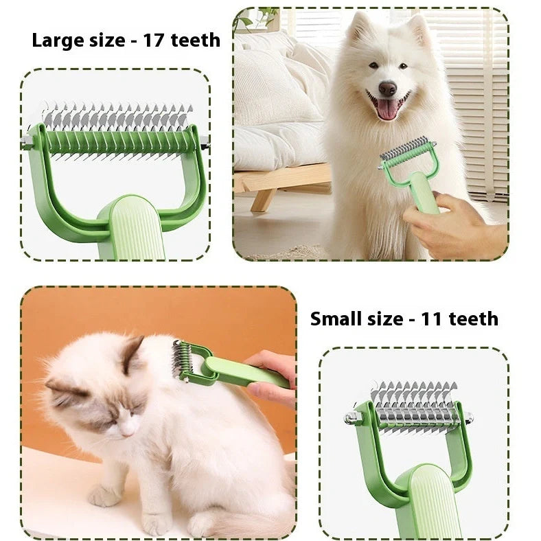 Fashion Creative pet hair unknotting comb with stainless steel teeth in green and grey colours, small and large sizes