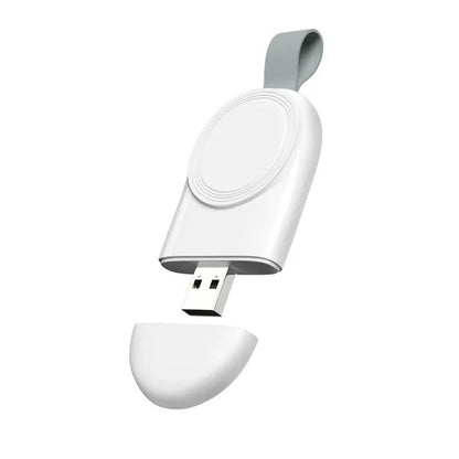 Portable Apple Watch wireless charging dock station with USB cable and built-in battery