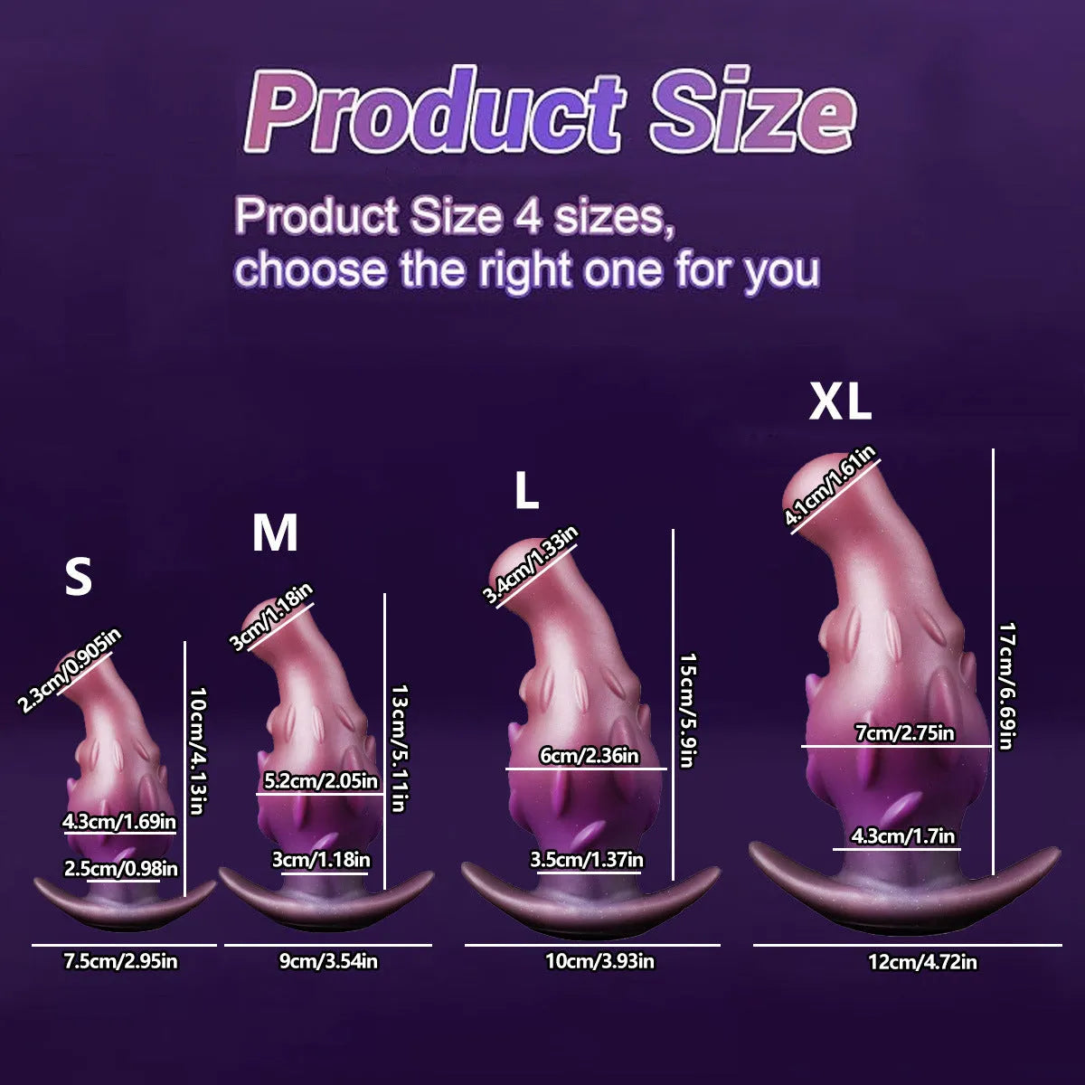 Purple, gold, or black unisex adult silicone masturbator with liquid silicone construction and size options S M L XL