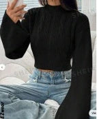 Hhomeenjoy Stylish Flared Sleeve Sweater for Effortless Chic