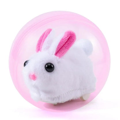 Hamster rolling ball toy with transparent plastic sphere and plush shell in beige hamster-gronder colour