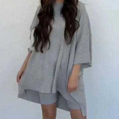 Chic casual viscose top and shorts set in various colors for women