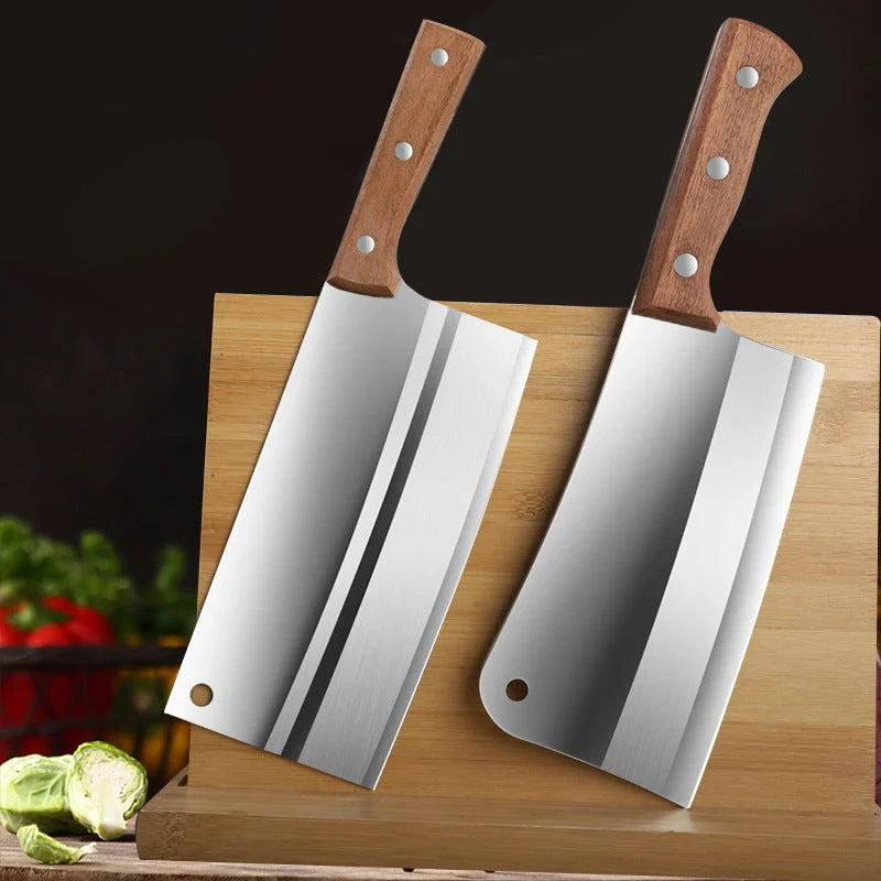 Premium stainless steel kitchen machete knife with ergonomic handle for comfortable slicing and dicing