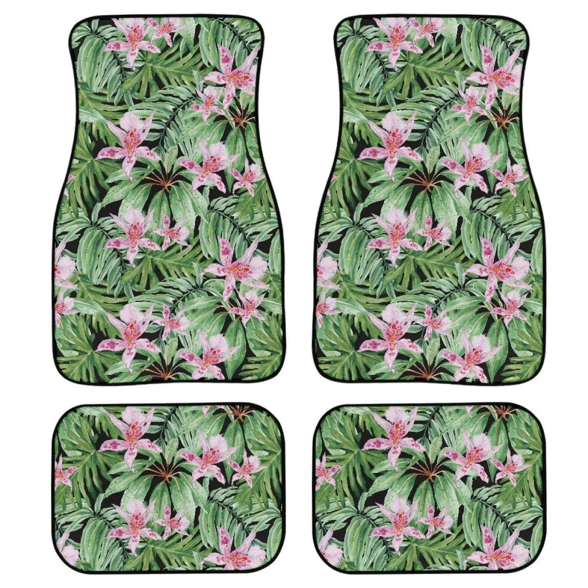 Printed rubber car foot mat set with 20mm thickness and waterproof lining in black