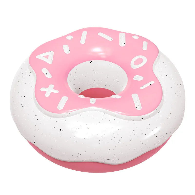 Pink, yellow, or chocolate coloured donut-shaped dog chew toy with textured surface.