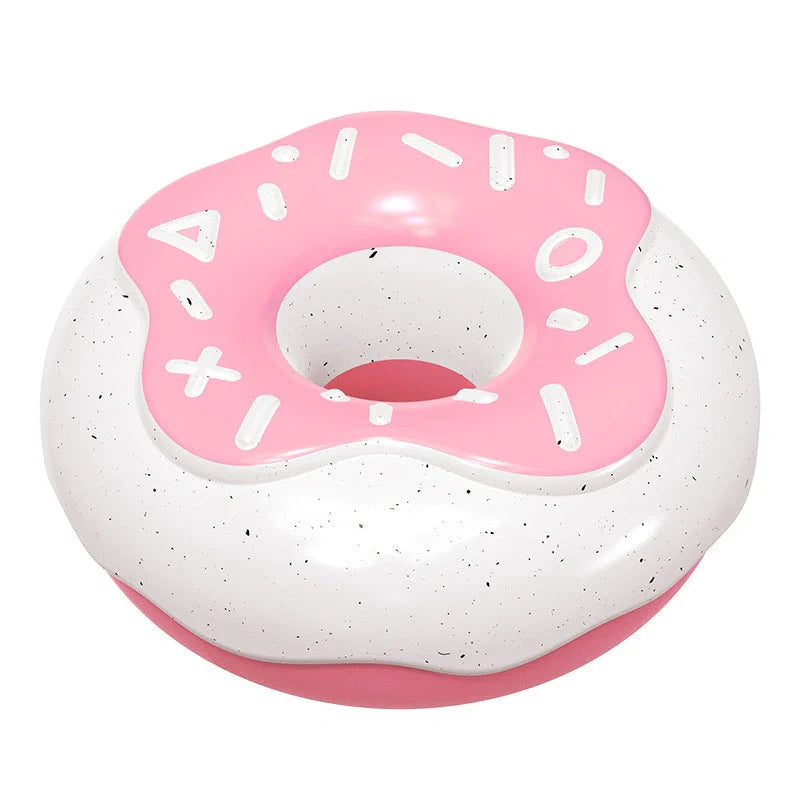 Pink donut-shaped dog toy with textured surface for dental cleaning, showing 118mm diameter