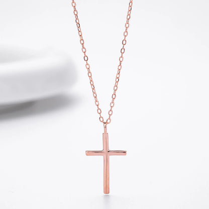 S925 sterling silver necklace with cross pendant on adjustable 41-50cm chain in gold plating
