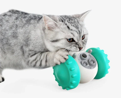 Innovative pet feeding toy with rolling balance system, keeps dogs and cats engaged and entertained